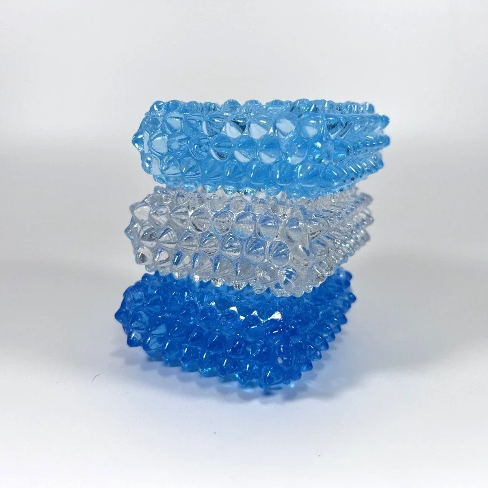 VTG Fenton Square Spiked Hobnail Tea Light Candle‎ Holder Salt Cellar Lot Of 3